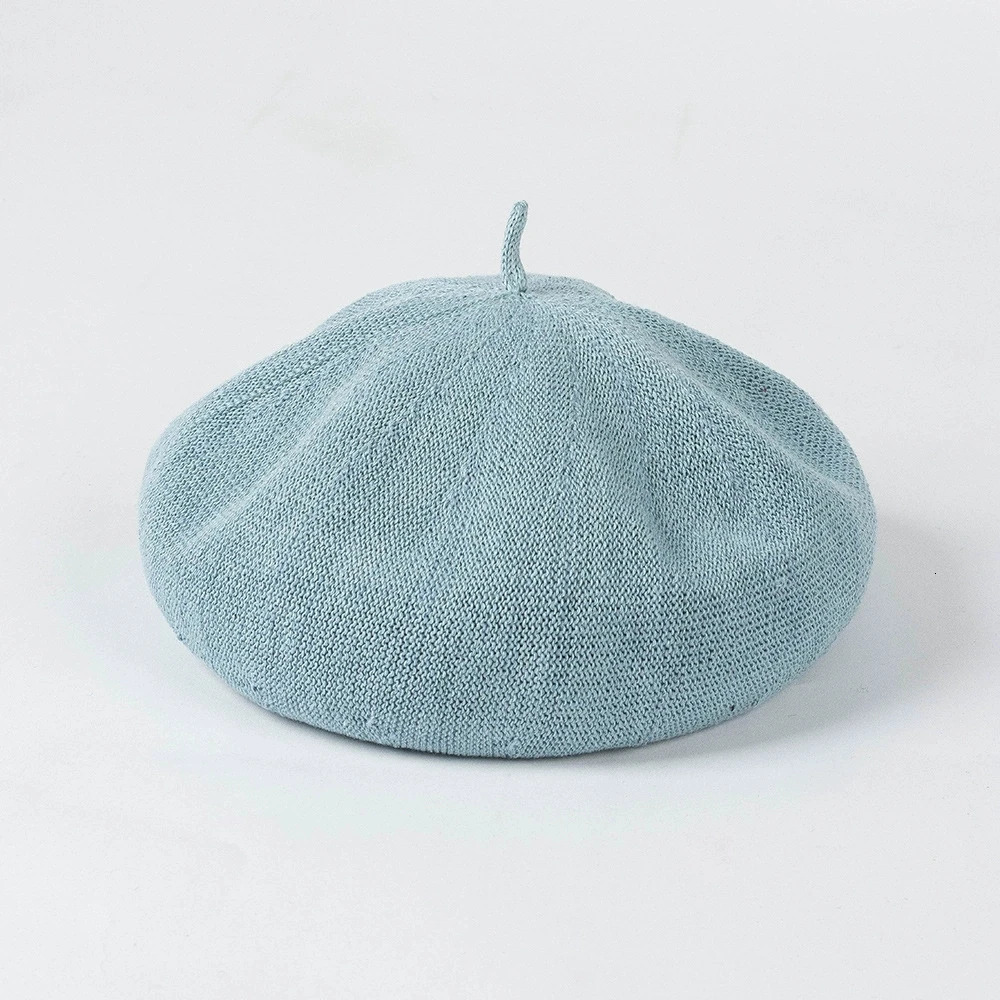 Spring and Summer Fashionable Casual L-size Knitted Breathable Linen Beret Painter Hat Solid Mushroom Hats 250612