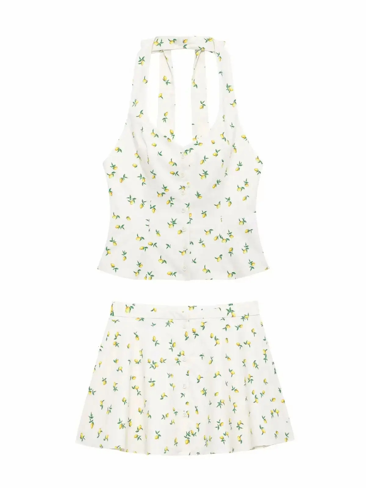 Ensemble de jupe d'été en deux pièces Femmes décontractées Citring Print Tank Topmini Ensembles pour le collier suspendu sans dossier courte 2506