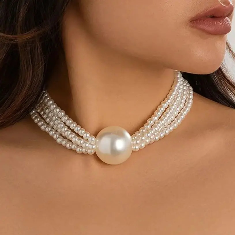 Élégant Collier de boucles de perle multicouche multicouche pour femmes Bridal CCB BIG BALD CLAVILE CLAVILE CHAMIN