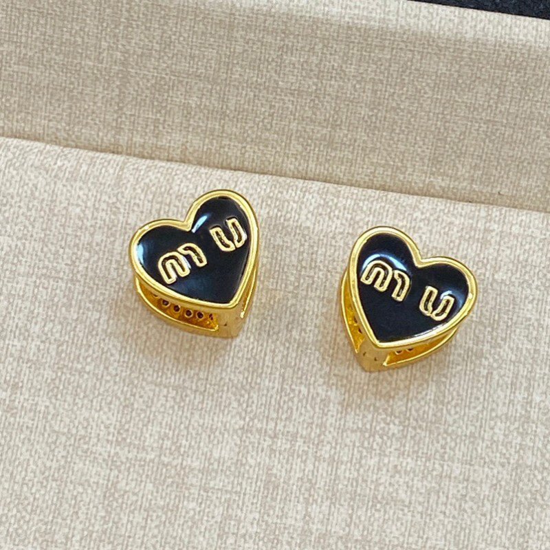 Boucles d'oreilles de créateurs de couleurs noires avec diamants boucles d'oreilles de coeur à double face