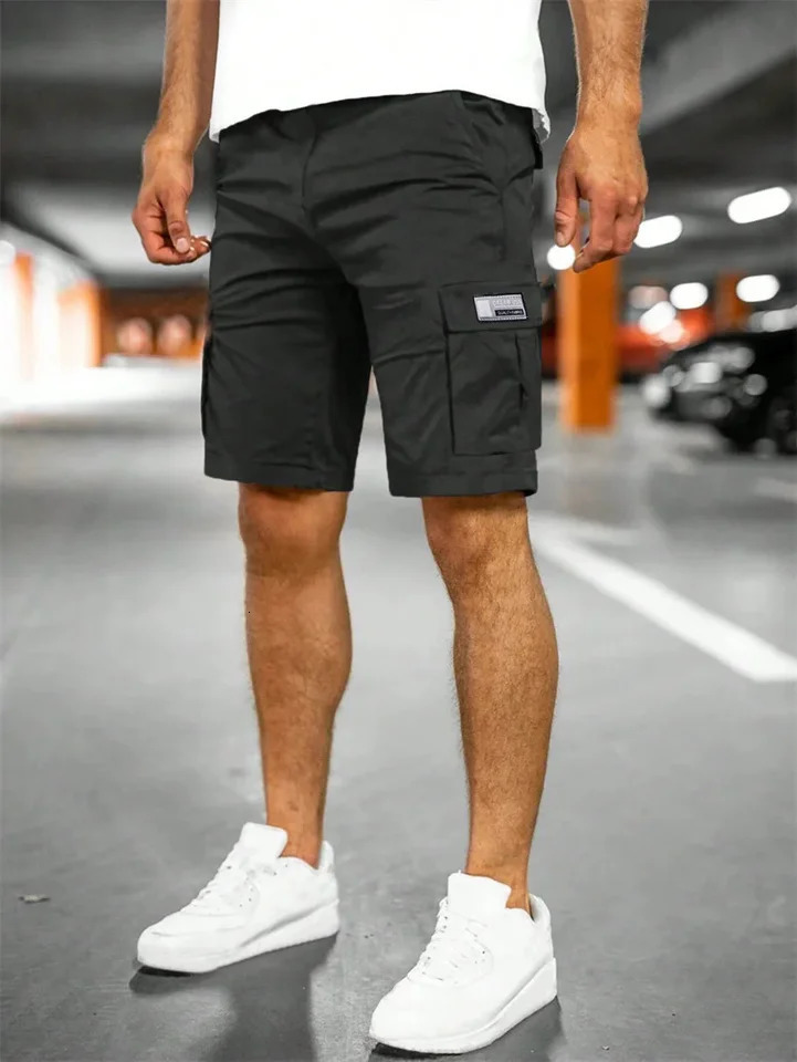 2025 Summer Mens Shorts Outdoor cargo shorts Fashion Loose Breathable Solid Color Multiple pockets men fitness jogging 250603
