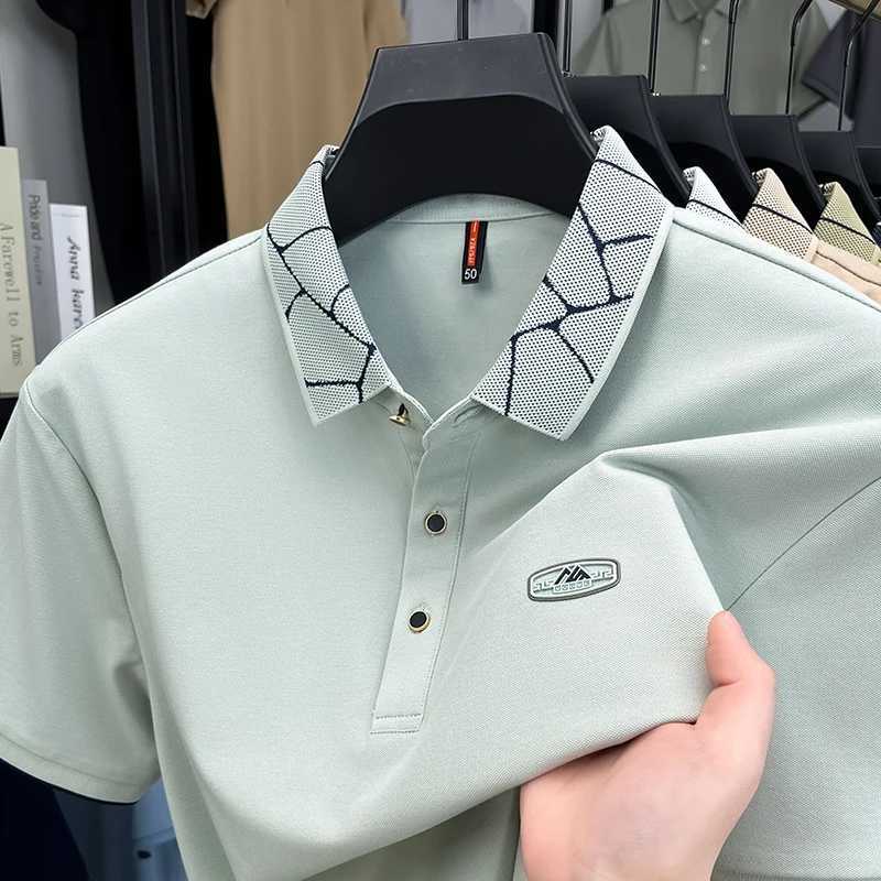 Fashion brand symbol embossed mens short sleeve polo shirt new comfortable breathable summer personality jacquard lapel T-shirt Z250613
