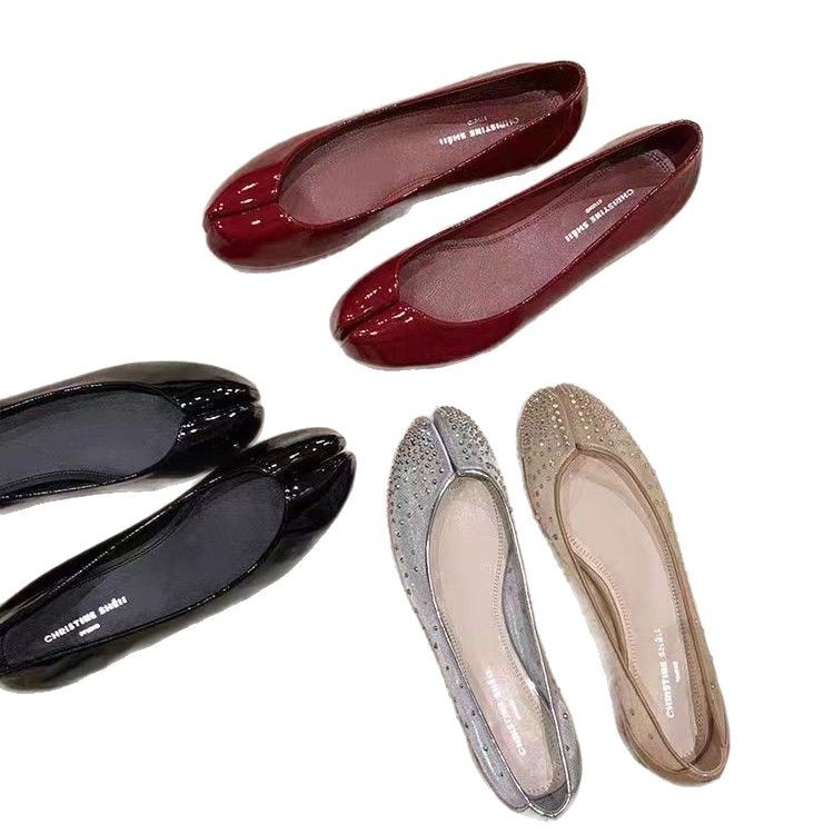 Chaussures de mode élégantes Split Toe Ballet Flats Shinning Hinaistone Mesh Femmes Slip on Summer Hollow Out étanche Mary Jane Sandals Chaussure