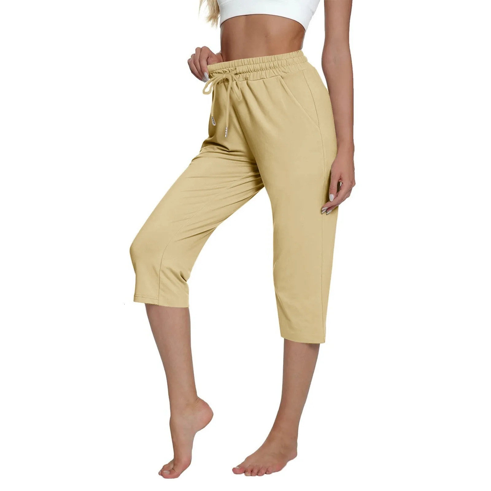 Solid Color Simple Classic Cropped Capris Pants For Women Summer Fashion Slimming Daily Versatile Sports Elastic Short Pants250609