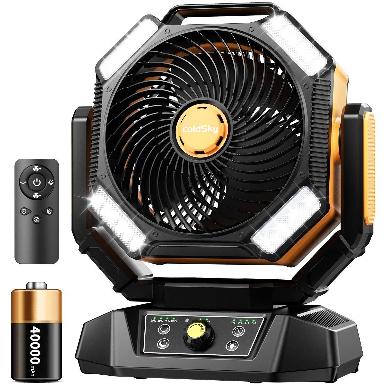coldSky 40000mAh Camping Fan Battery Operated Fan with 4 LED Light 8 Speeds Desk Fan Remote Portable Rechargeable Outdoor Fan R250614-image-1061967318