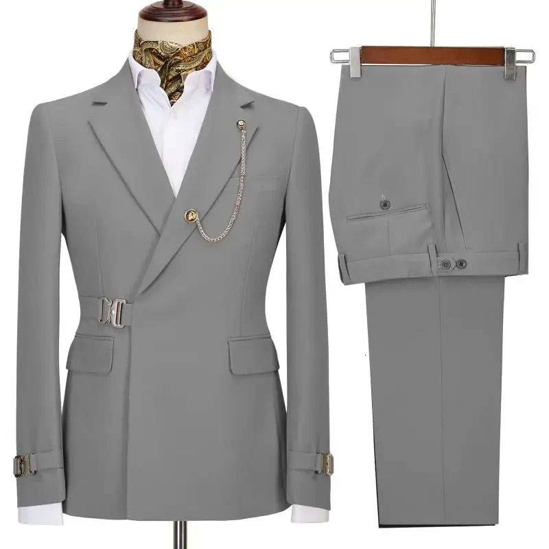 Costumes pour hommes Pantalons de blazer pour hommes veste en narctin italien Jeu de la fête slim costume Homme 2 pièces Vêtements 250529