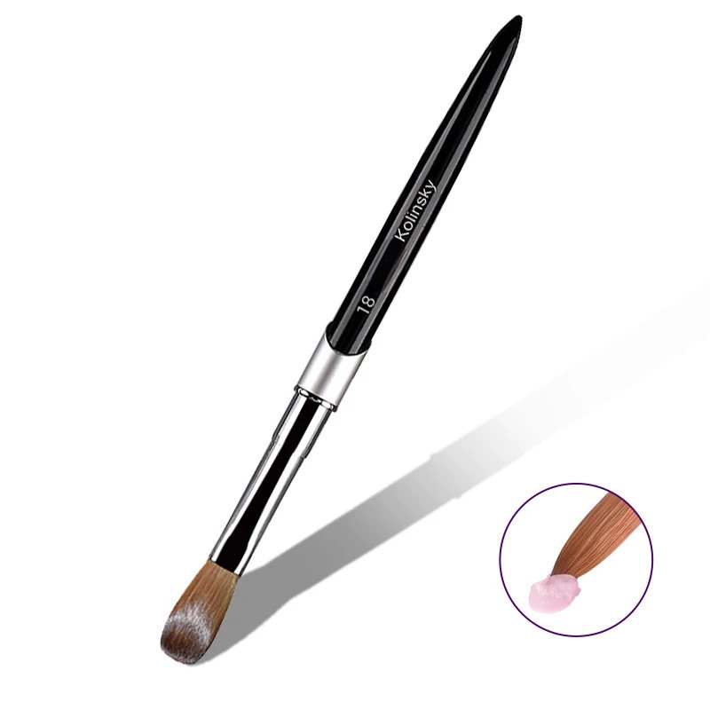100% Pure Kolinsky Acrylic Nail Brush 1Pcs Black UV Gel Polish Nail Art Extension Builder Pen Drawing Brush 250611