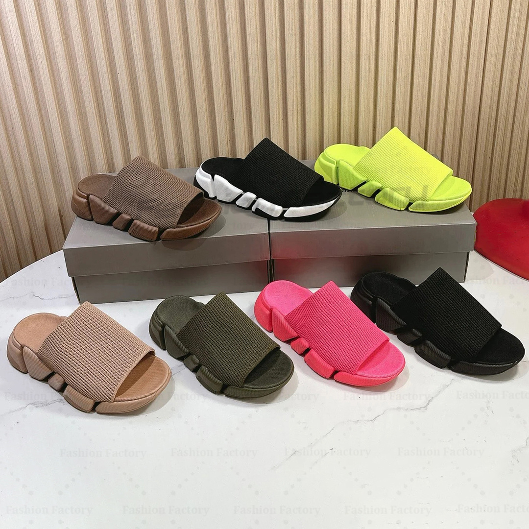 designer shoes speed 2.0 slide knit slippers top quality big slipper men women letter printed fashion sandals beach sandal mens rubber slippers unis