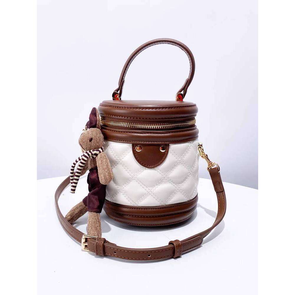 Niche Design Mini Cylinder Color Block Bucket New Trend High Quality Texture Handbag Shoulder Crossbody Bag