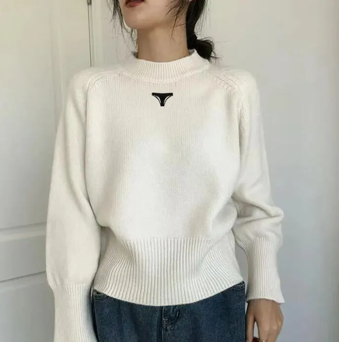 Pull à col mi-haut pour femme, couleur unie, garniture côtelée, pull en tricot décontracté, automne hiver, haut Slim
