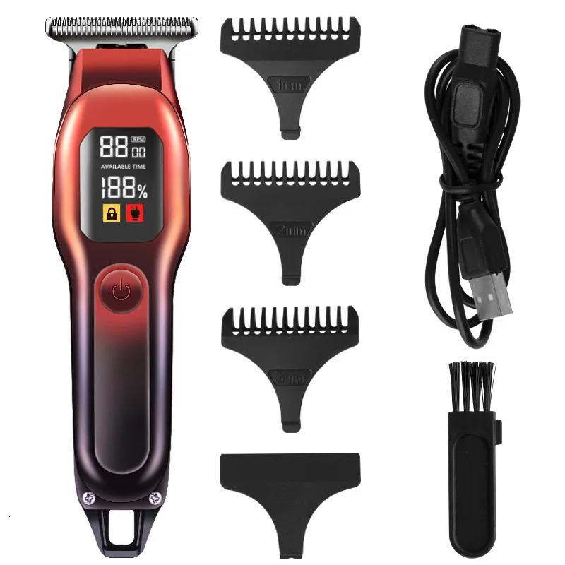 Trimmer à la barbe de cheveux pour hommes professionnels T Clippers Mens Mens sans fil Barber Clippers Zero Grapped Toiling Hair Cutting Kit 2506