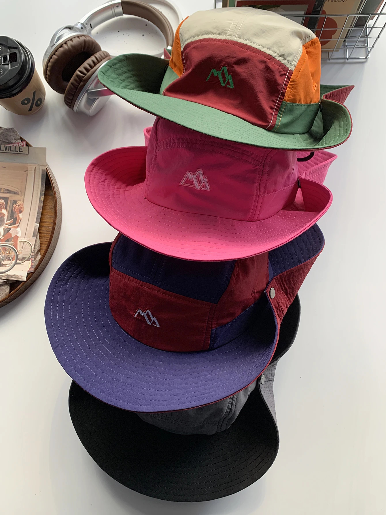 Color-Blocked Quick-Drying Drawstring Outdoor Hiking Hat Hiking and Travel Sun Protection Fisherman Hat for Women Summer Camping 250610