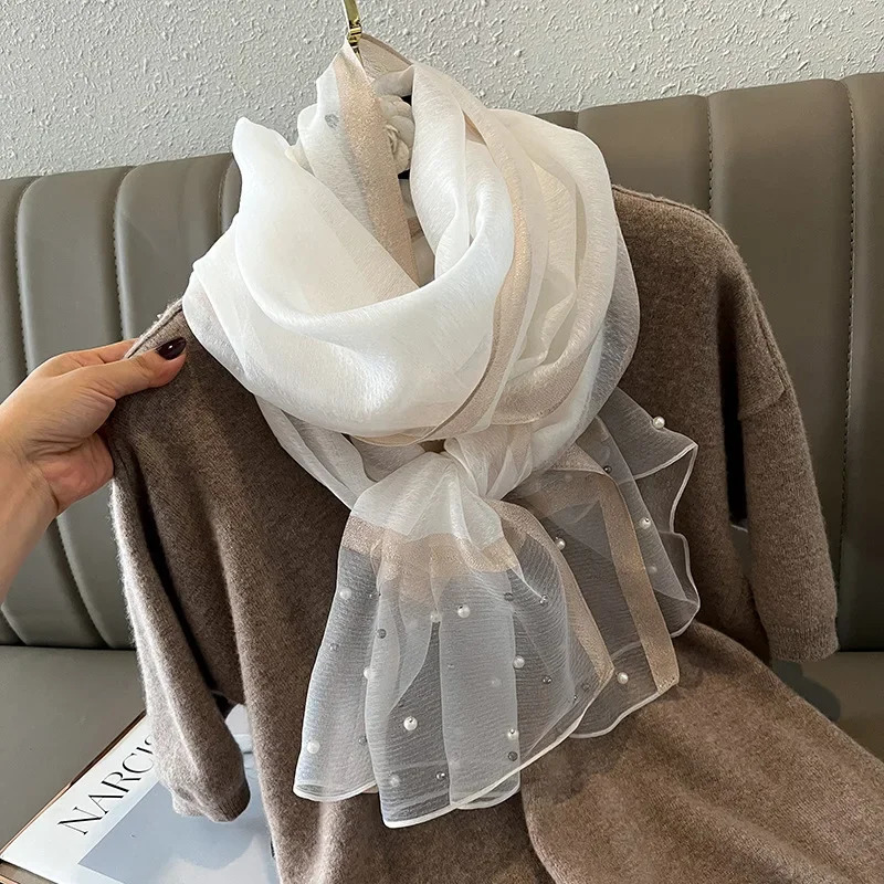 Women Fashion Scarf Plain Solid Silk Linen Shawls Summer Lady Bandanas Foulard Hijab 250610