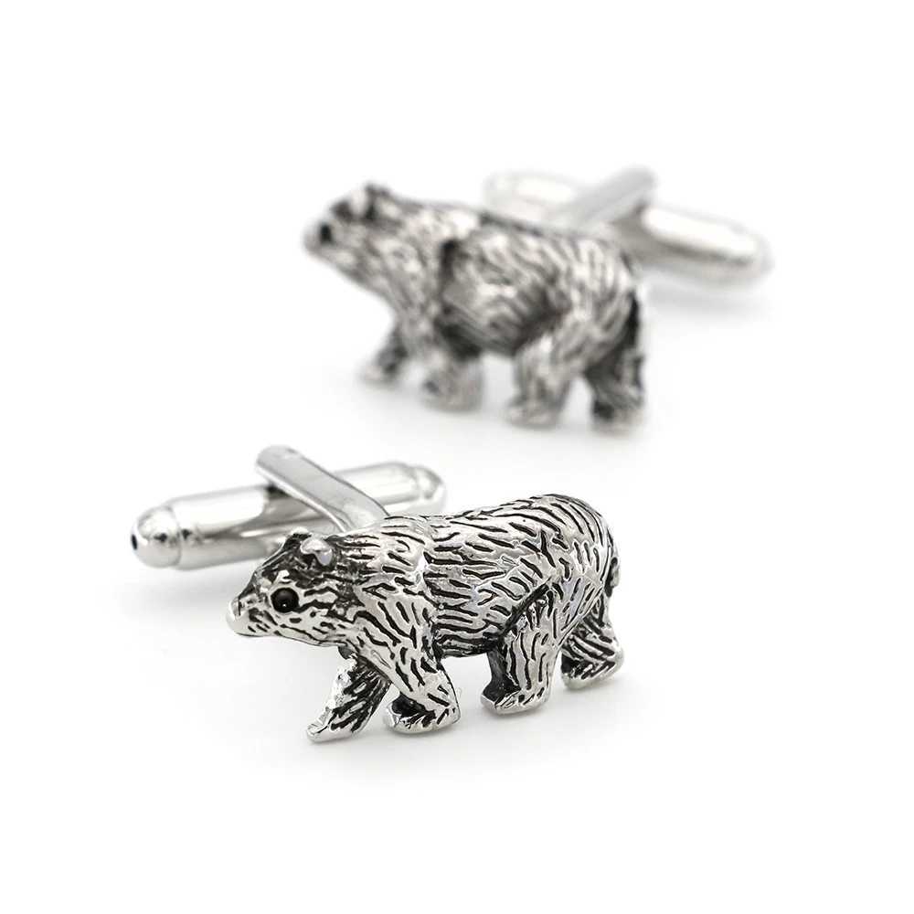 Fashion Animal Cufflinks For Men Walking Bear Design Quality Brass Material Black Color Cufflinks Wholesale retail XJ250614-image-1062007838