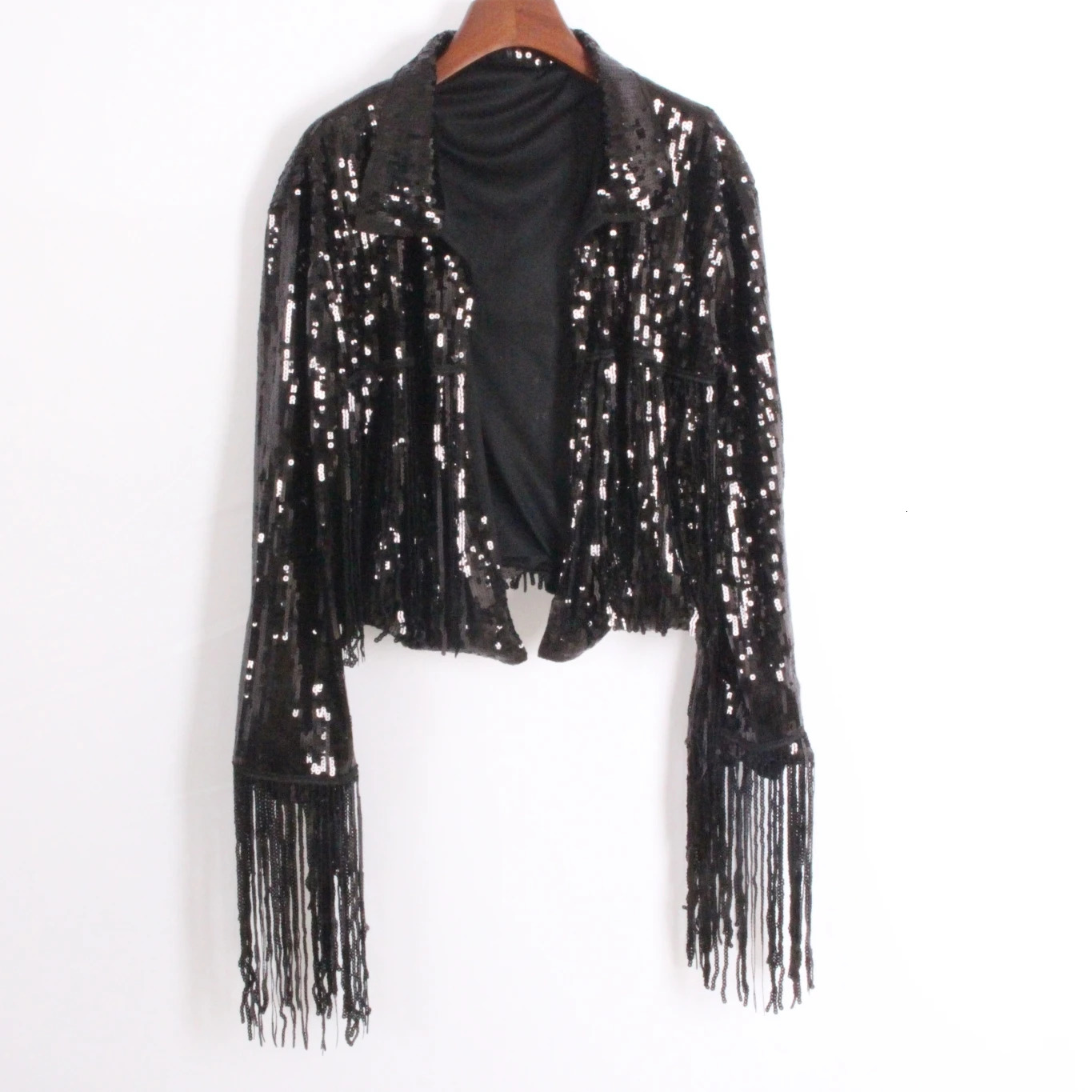 Veste courte à paillettes scintillantes pour hommes et femmes, manteau de Performance sur scène, Hip Hop, Punk Rock, doré et noir, Costume 250613