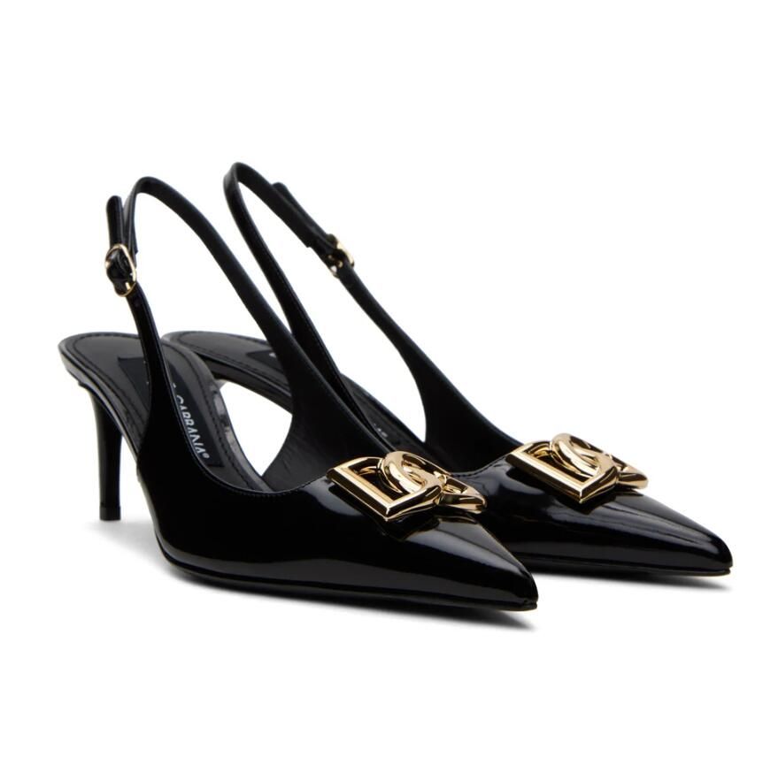 Top Designer Polied Calfskin Sandback Sandals Chaussures Femme Femme Patent Talons hauts High Wedding Party Walking EU35-44 Boîte d'origine