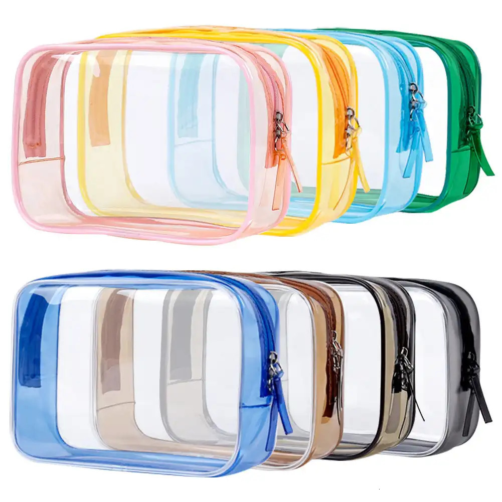 Travel Storage Bag Cosmetic Bags PVC Waterproof Transparent Cases Large Capacity Plastic Zipper Wash Bag Portable Make Up Pounch 250614
