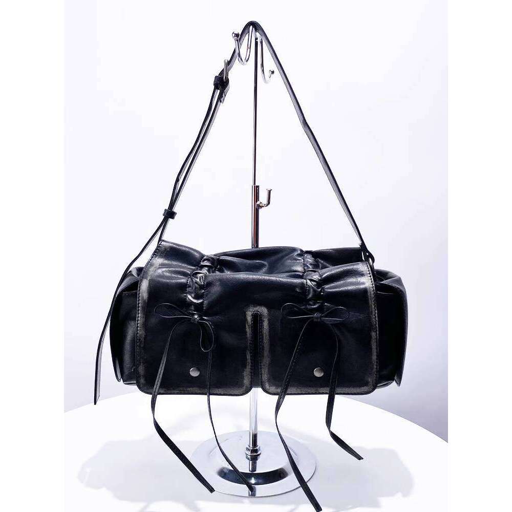 Motorcycle Niche Design New High Quality Texture Pleated Bowknot Single Shoulder Crossbody Bag
