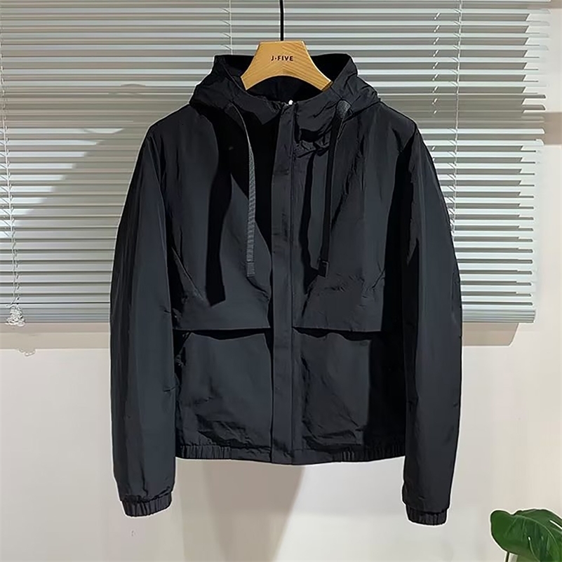 MenS Jacket Loose Casual Loose Cropped Coat With Pocket Outdoor Fashion Sports Wear Windbreaker Men Raincoat 250613