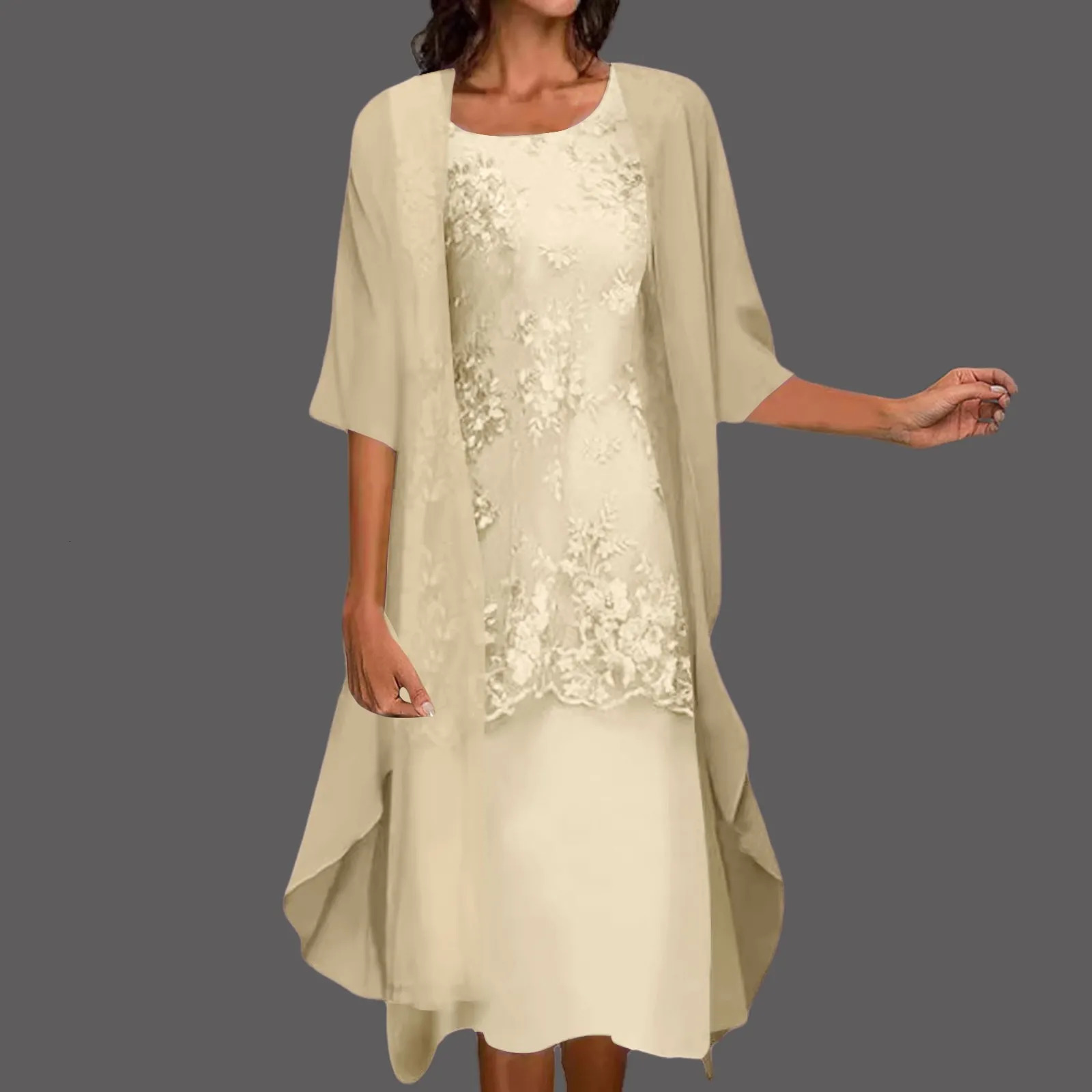 Women 2 Piece Cardigan Midi Dress Floral Print Flowy Sleeveless Dress with Chiffon Shawl Cardigan Two Pieces Set Dress Suits 250609