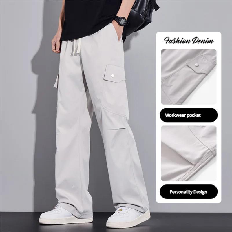 Spring and summer straight work casual pants men loose comfortable versatile casual trend thin Hong Kong style pants 250606