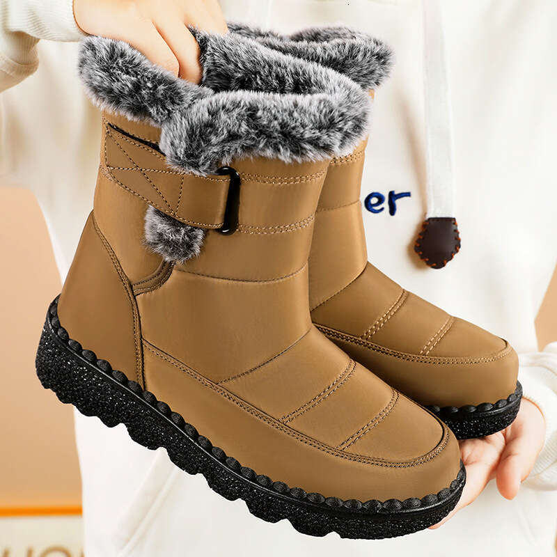 Women's Snow Boots Winter New Style HOT Fleece Lined Thickened Warm Cotton Waterproof Non-Slip Comfortable Mid-Calf Thick Sole Shoes for Women