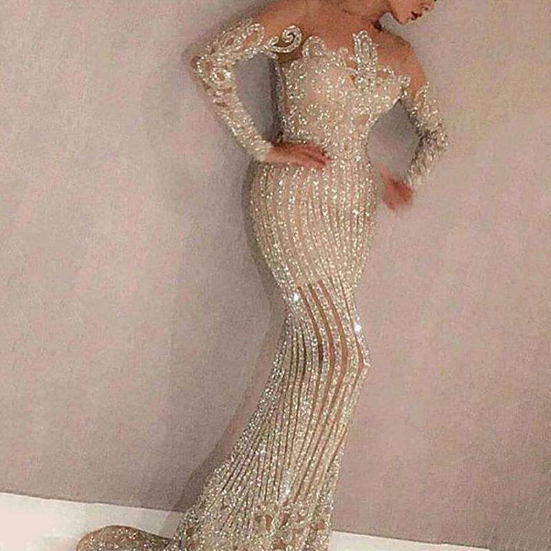 Spring and Summer Mid-Waist Elegant Commuter Sequin Slim Fit Gold Slimming 2025 New Casual Versatile Fashion Dress