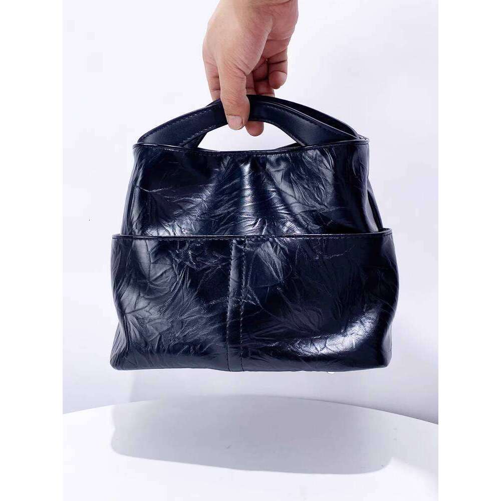 Bucket Bag Niche Design New PU Soft Leather Handheld Patterned Pleated Single Shoulder Crossbody Handbag