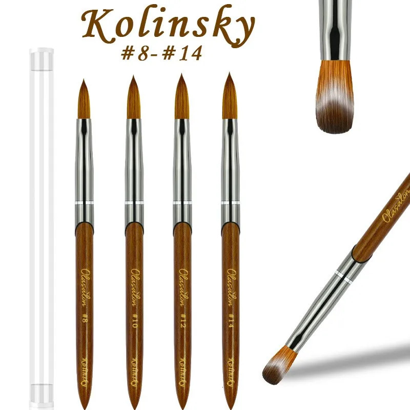 Kolinsky Acrylic Nail Brush Sandalwood Handle Nail High Quality Paint Brush Manicure Brush Tool Size #8-14 250611