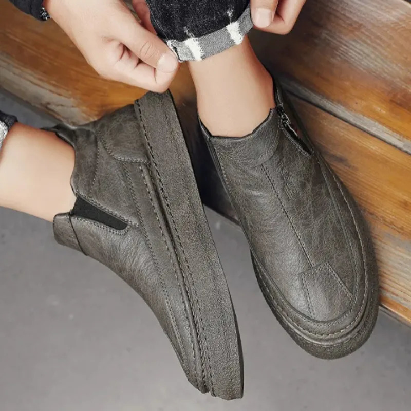 Plate-forme de chaussures en cuir brun pour hommes mâles mâles semelles épaisses classiques original en vente fection gratuite mode pu 250612