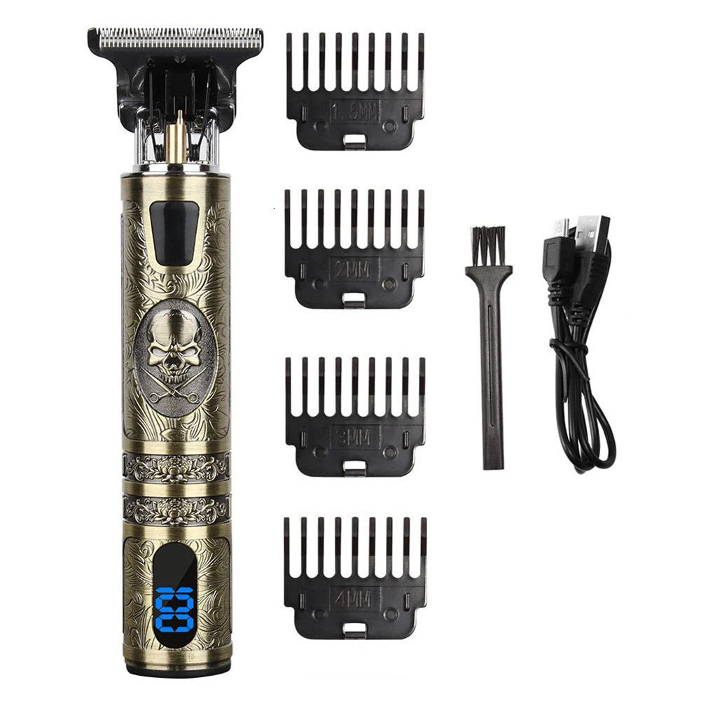 Electric Hair Clippers Barber Clippers Digital USB Chargingfor Men Skull 250611