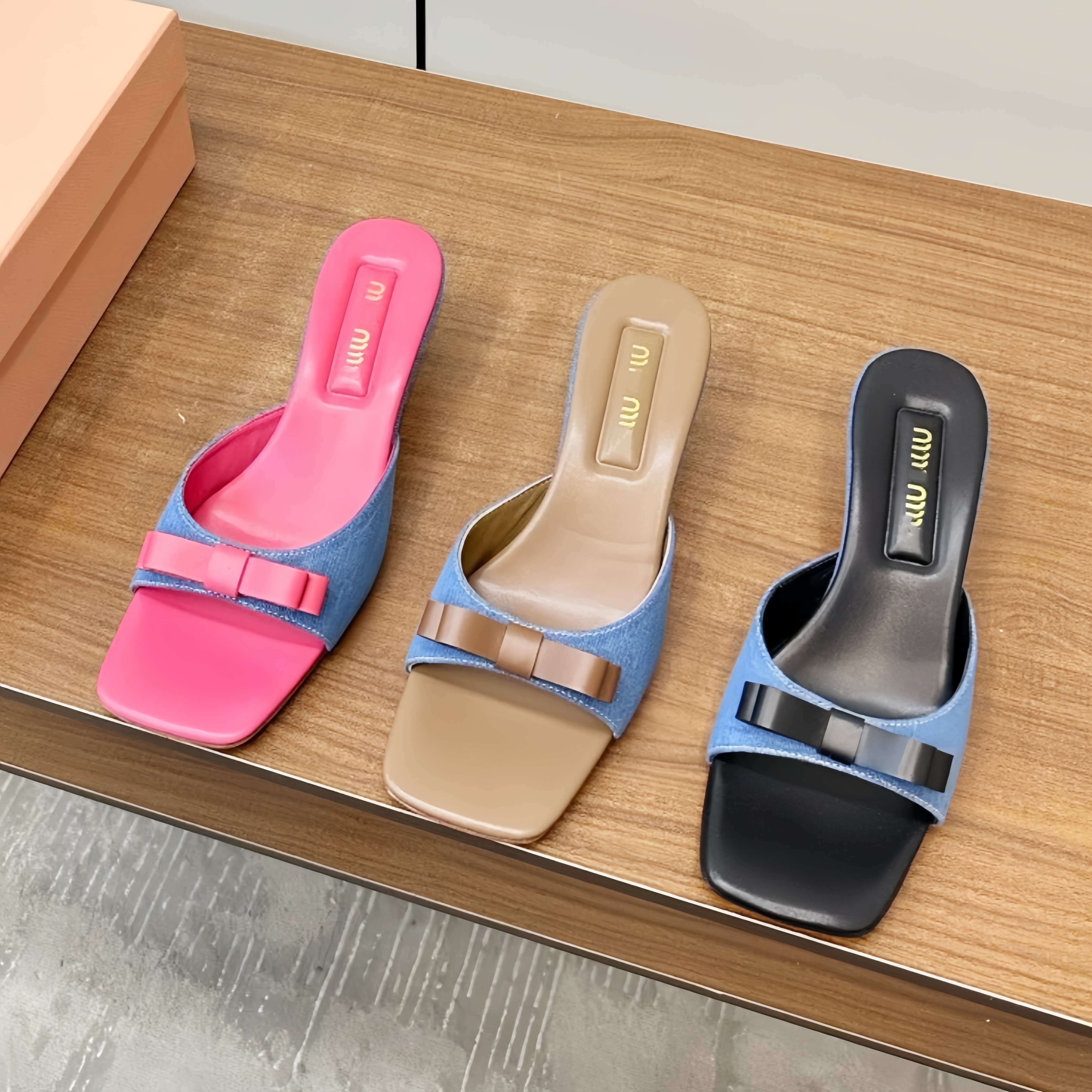 Black Pink Designer High heel sandal Womens Slipper Kitten Mule Flat heel Dress shoe summer Casual Sliders Pumps Luxury sandale beach slingback leat