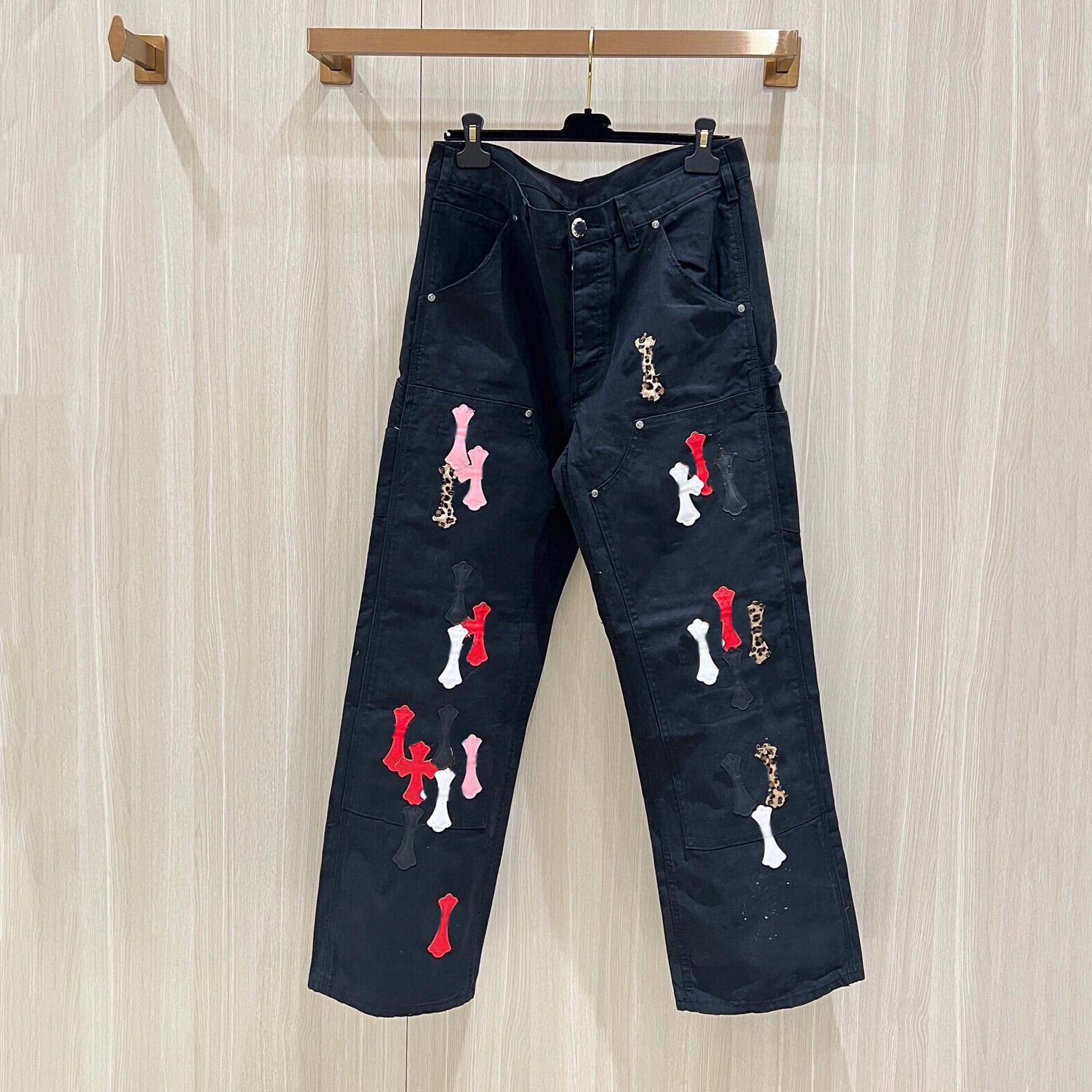 Chrome Jeans 25 Jeans New Men's Jeans Designer Make Old Washed Straight Trousers Letter Prints Long Style High Quality Luxury Jeans Motorcyc