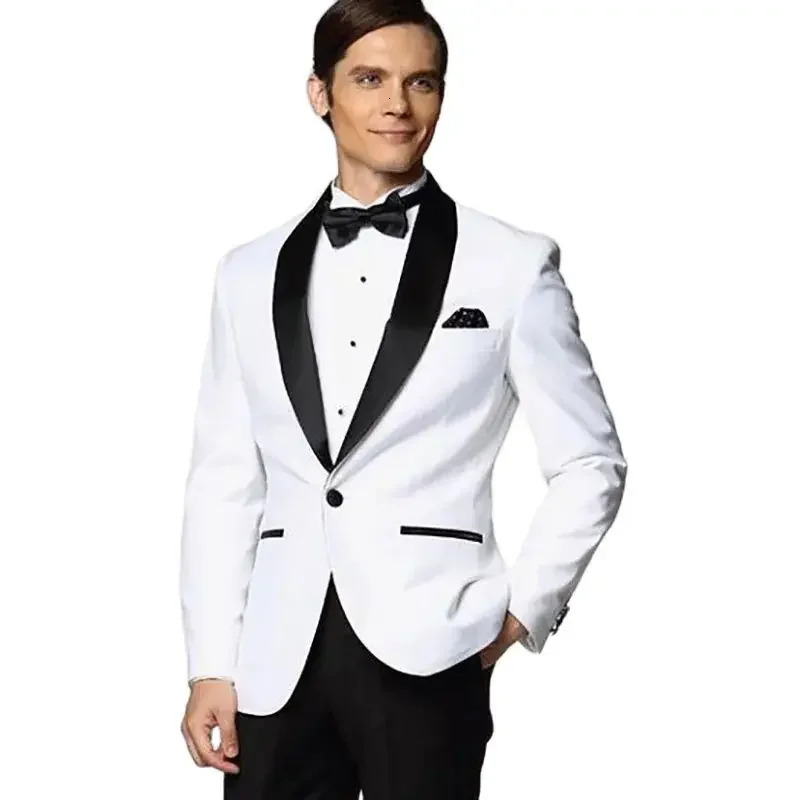 1 Piece Casual Mens Suits White Jacket One Button Slim Fit Shawl Lapel Coat Elegant Formal Wedding Groomsmen Blazer Outfits 250614