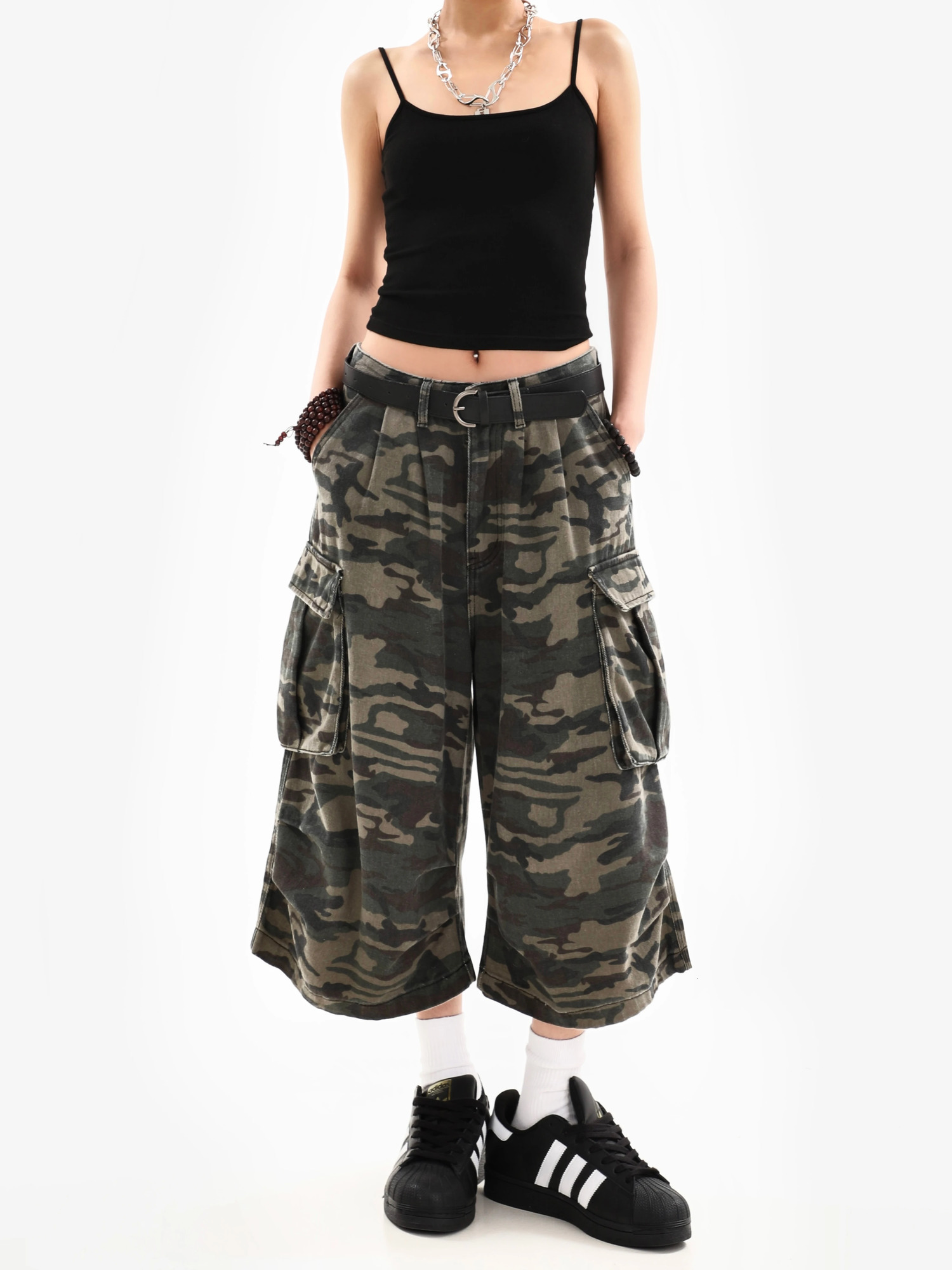 Summer Womens Camouflage Unisex Loose Capris Street Style Cargo Shorts Young Girl Casual Bottom Female Calf-length Pants250609