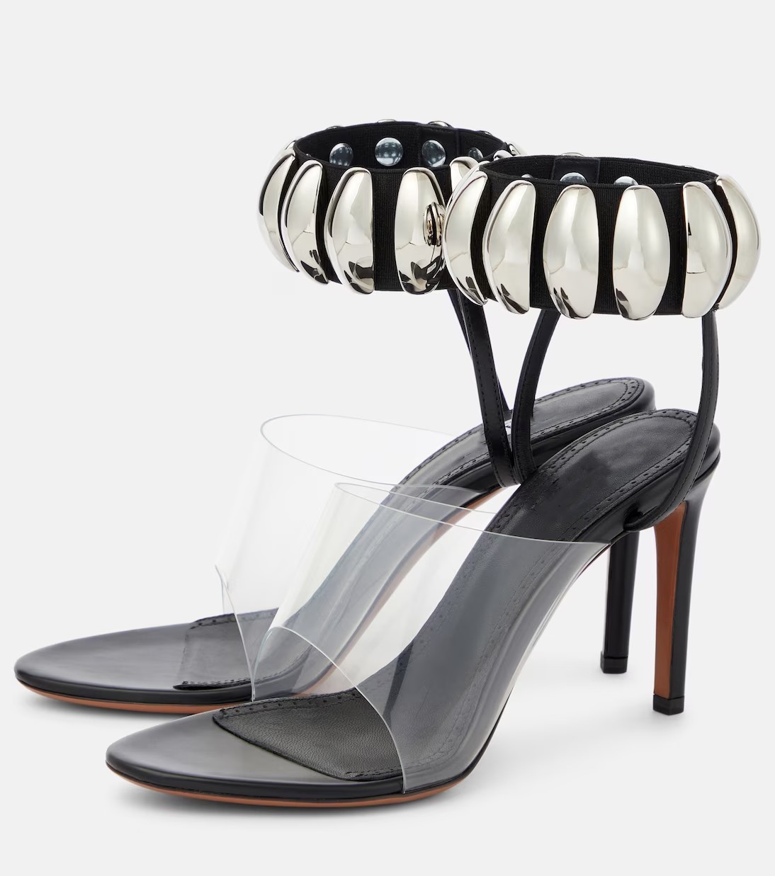 Designer Luxurys habille de chaussures de chaussure métal dôme sangle de cheville sandales femmes luxe talons hauts sandales sexy femelle chaussu