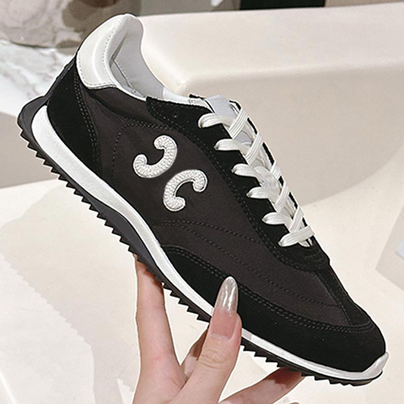 Racer Low Top Sneakers 2025 new fashion designer women sports shoes black nylon suede calf leather upper rubber outsole comfortable casual men wo-image-927177388