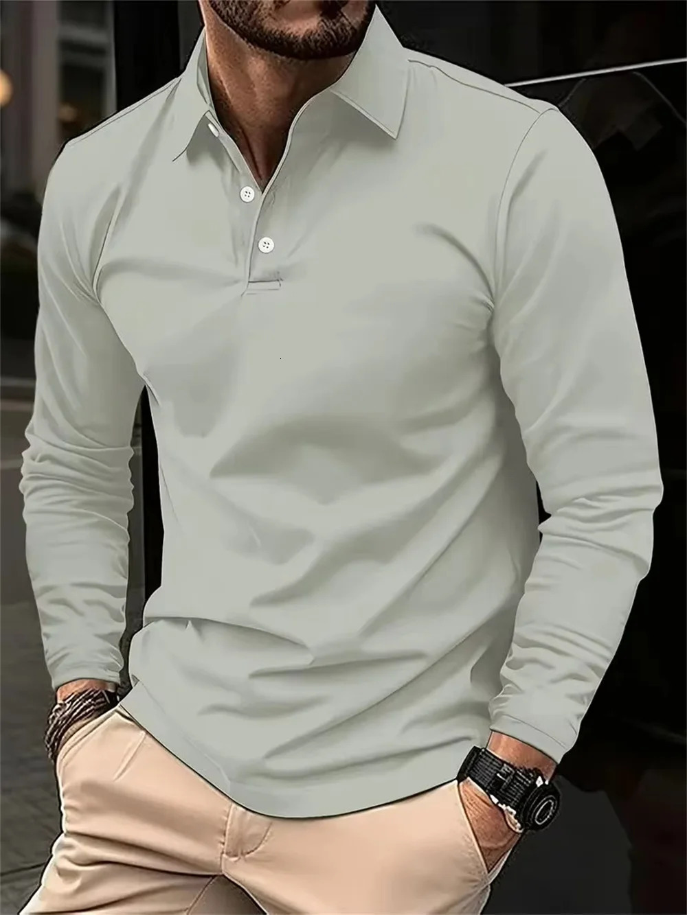 Mens Spring and Autumn Casual Breathable Comfortable Polo Shirt Selling Fashion Mens Business Long Sleeve T-Shirt 250614