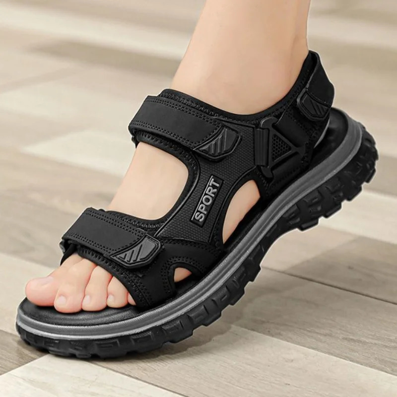 Sandales respirantes en caoutchouc et plastique pour hommes, chaussures à bout ouvert, antidérapantes, été, prix bas, usage quotidien, 39, vente
