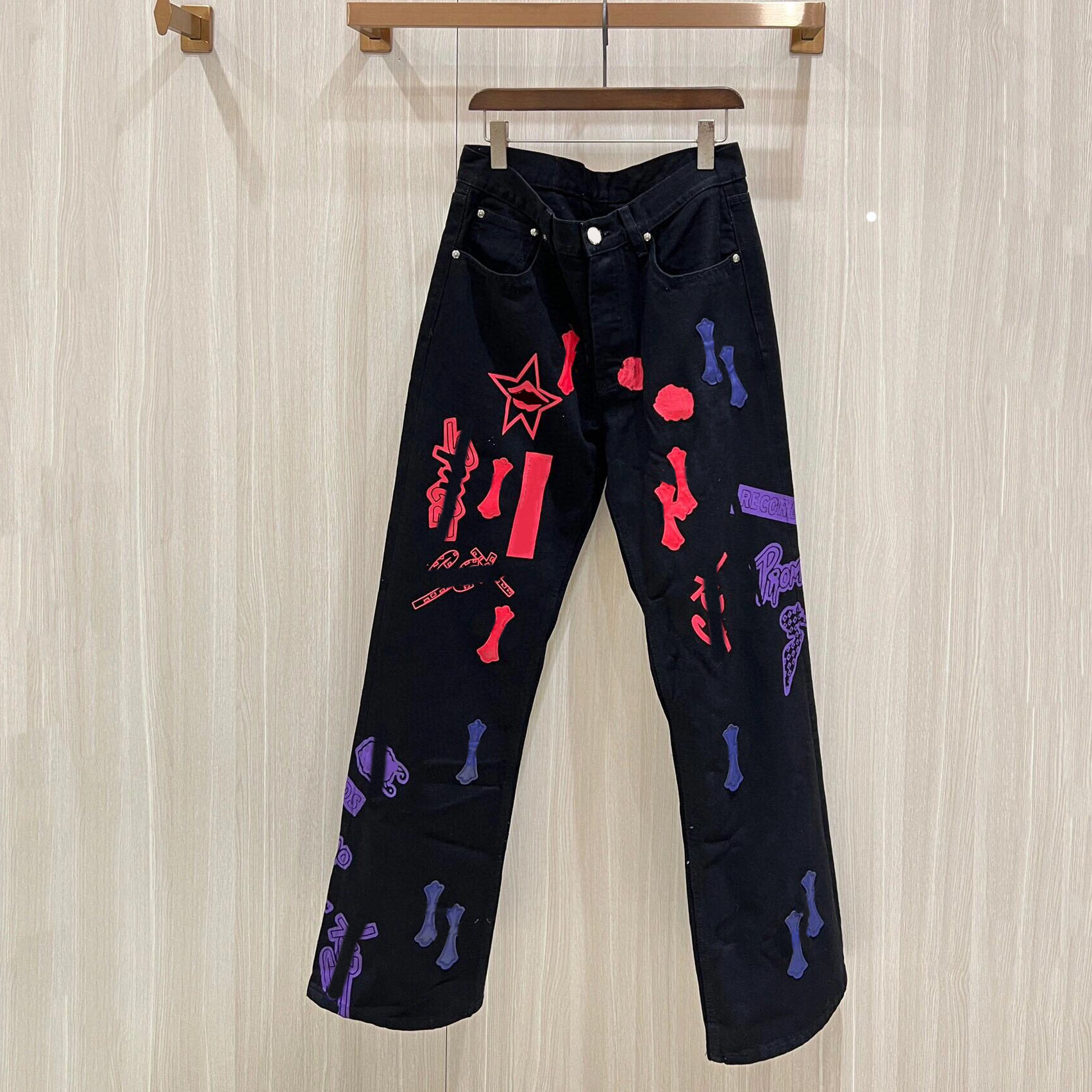 Chrome Jeans 25 Jeans New Men's Jeans Designer Make Old Washed Straight Trousers Letter Prints Long Style High Quality Luxury Jeans Motorcycle