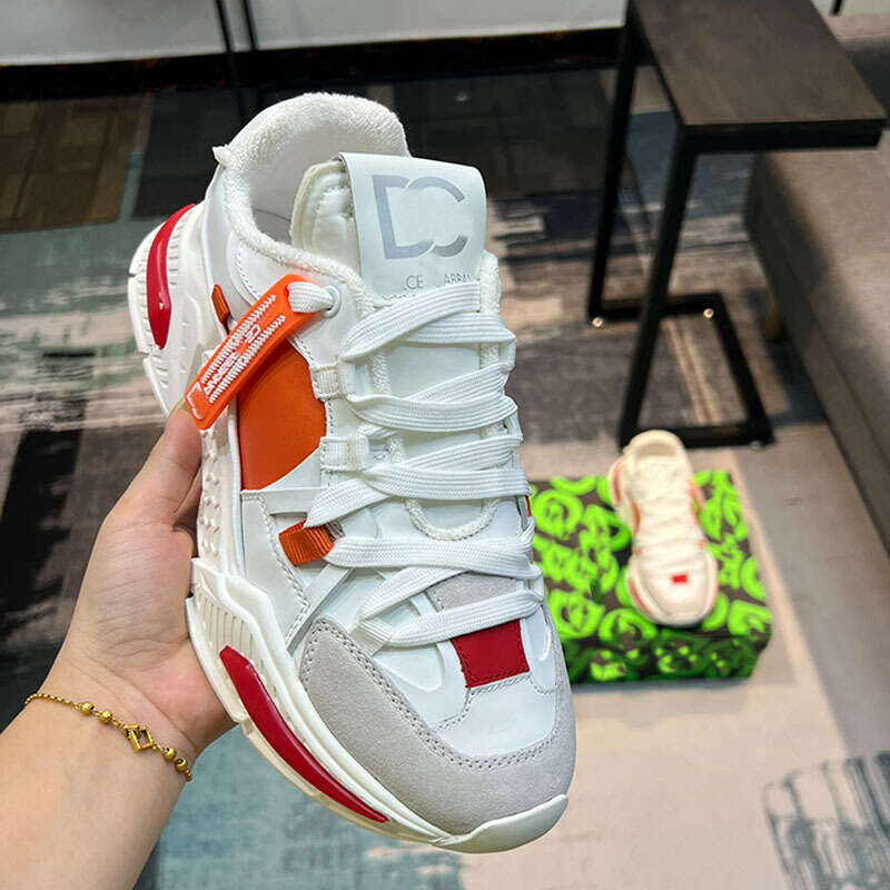 2023 New Genuine Leather Thick-Soled Casual Color-Block Dad D Brand Couple Trendy Men's Women's Shoes