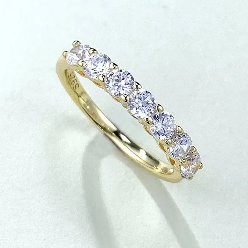 18K Gold Eternity Lab Diamond Ring 100% Real 925 Sterling Silver Party Wedding Band Rings for Women Bridal Engagement Jewelry