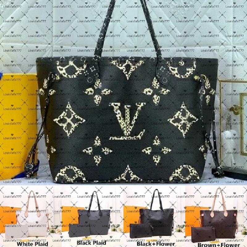 12A Neverfullss fashion designer handbag Womens crossbody shoulder bag Casual Tote Bag eather shopping bags wallet Classic Flower Checked Bag 2pcs B