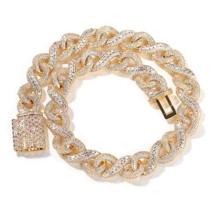 Pendant Necklaces DHCollections Iced Cuban Link Chain Necklace and Bracelet Set for Men Women Rhinestone Bling Jewellery in Gold Silver