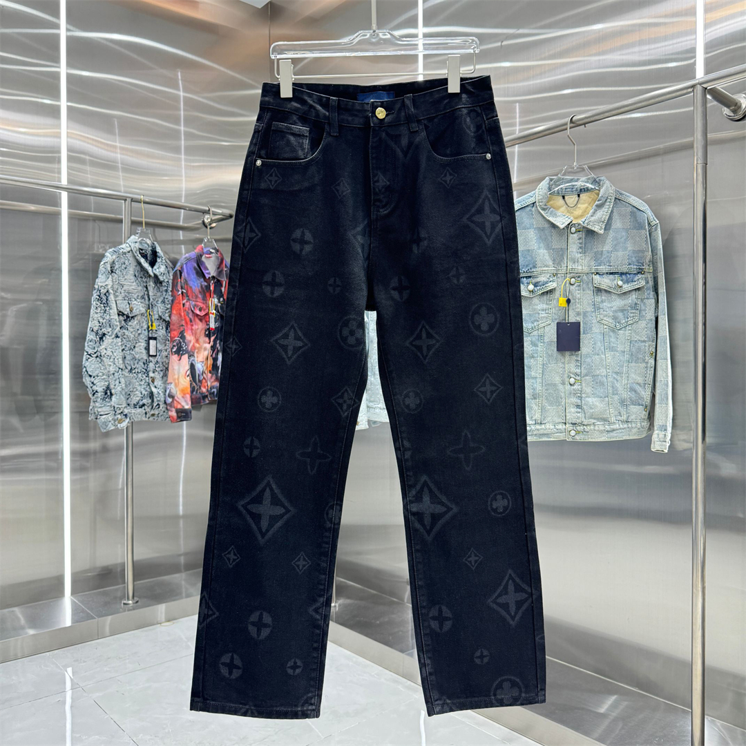 2025ss Men's Plus Size Jeans Men's and Women's Long Pants Wide Leg Pants High Street Tight Distressed Denim Pants S615K14