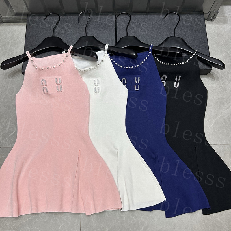 3D Diamond Hanging Neck Skirt Lady Dress Designer Sleeveless Knit Skirts Luxury Clothing -8 Party Dress Slim Sexy Basic Dress DPD2506162
