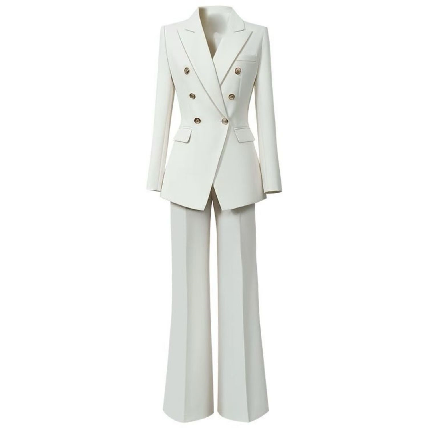 Fashion Black White Suits Blazers Coat Office Ladies Pant Suit Solid Color Women Business Work Wear Blazer Jacket and Trouser Formal 2 Piece Sets Cl