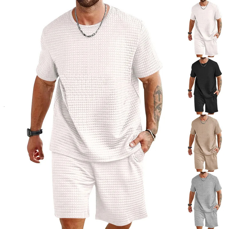Summer Trendy Solid Color T-shirt and Shorts Set of Fashion Set for Mens Sports Leisure Versatile and Comfortable 250614