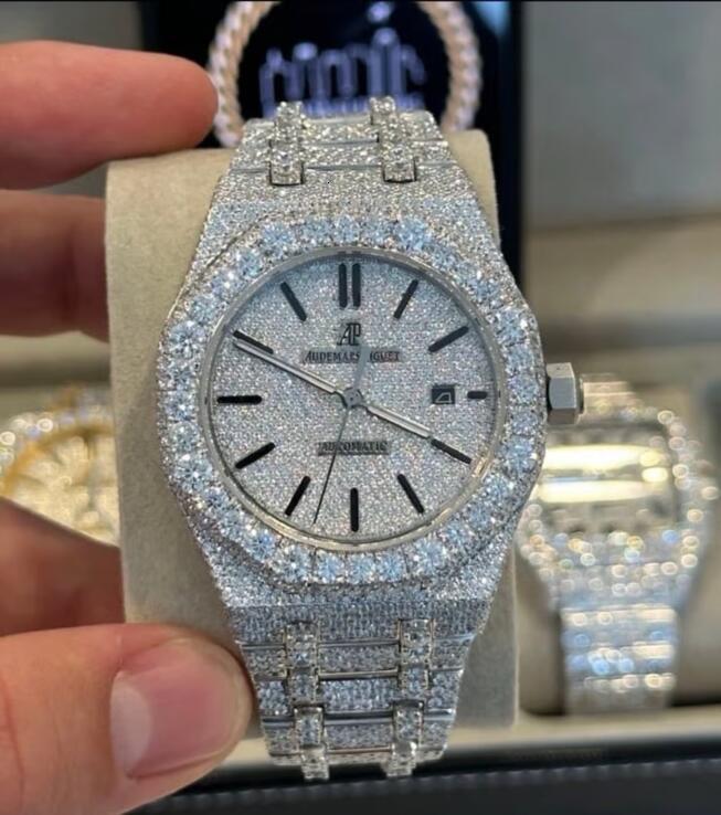 Montre automatique mécanique haut de gamme Hip Hop VVS moissanite, unisexe, style designer, motif Dia, testée à la perfection