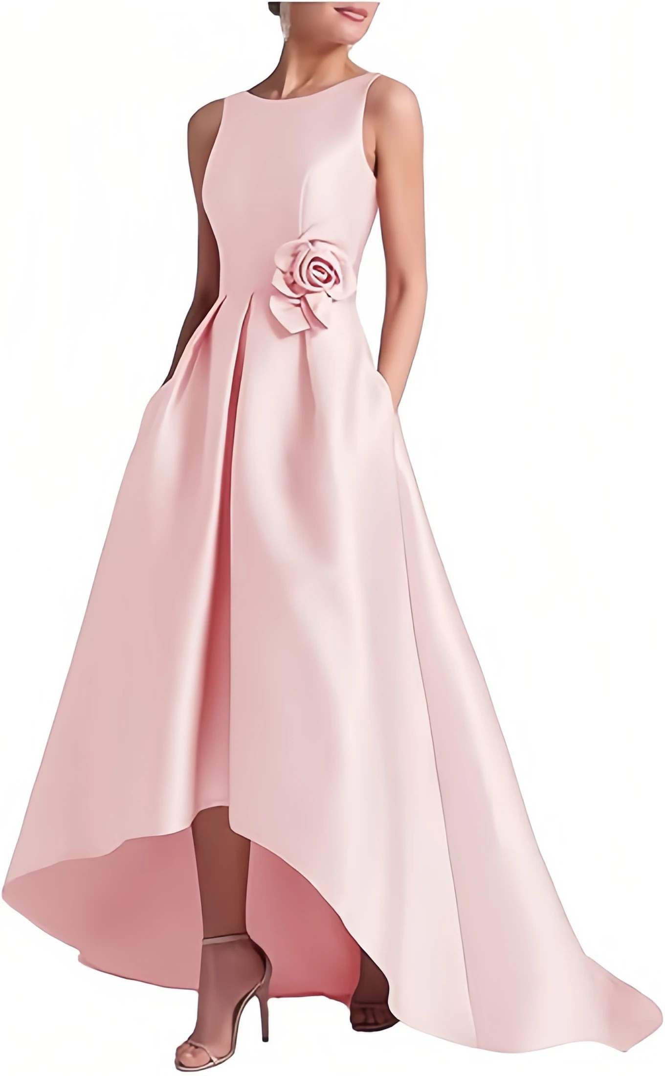 Robes mère de la mariée en satin, col ras du cou, robe formelle, ligne A, élégante, robe d'invité de mariage avec poches, couleur/taille sur mesu